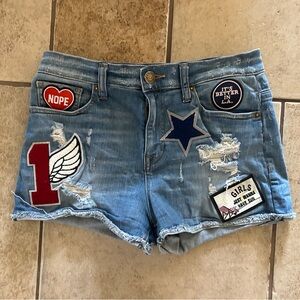 Express Denim Patchwork Women Shorts, EUC, Sz 8